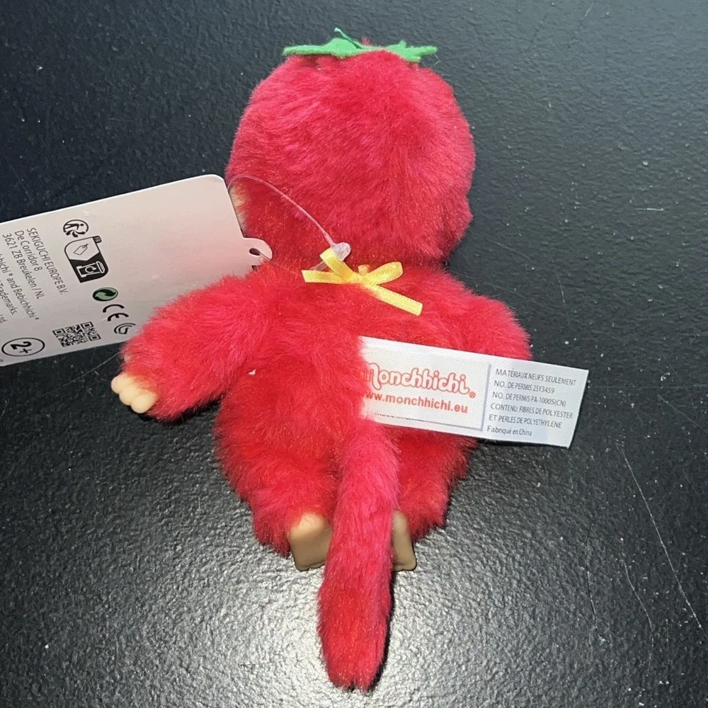 Monchhichi Mascot Sekiguchi STRAWBERRY Fruit Colors 5 inch Plush Doll New Red